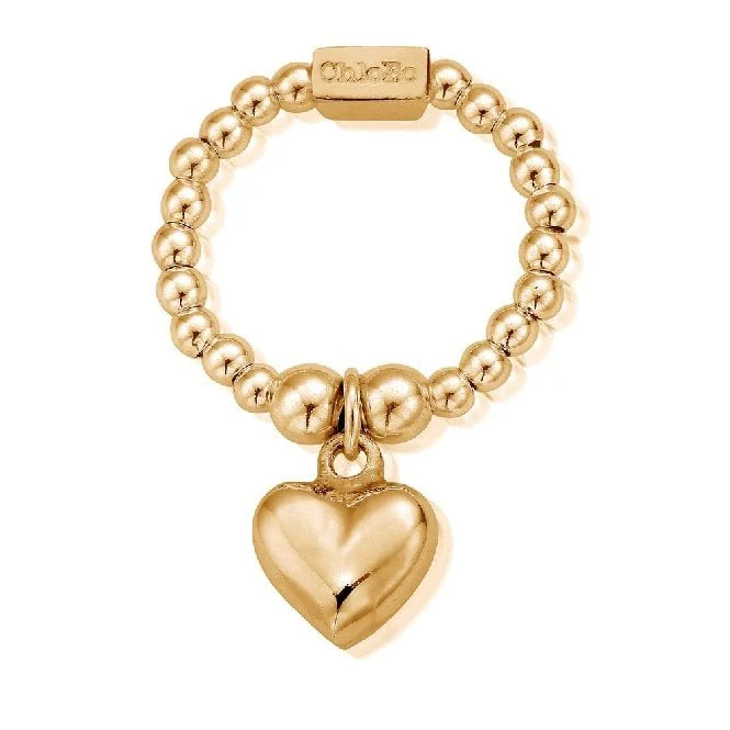 Gold Mini Puffed Heart Ring, Small