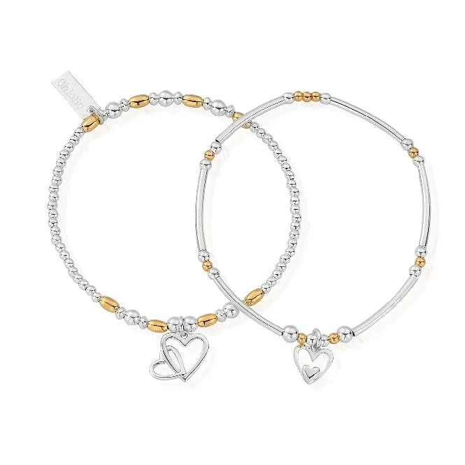 Mixed Metal Double Devotion Bracelet Set Of 2
