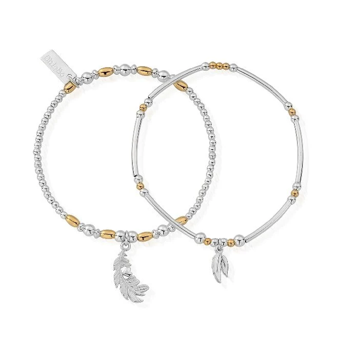 Mixed Metal Strength & Courage Bracelet Set Of 2