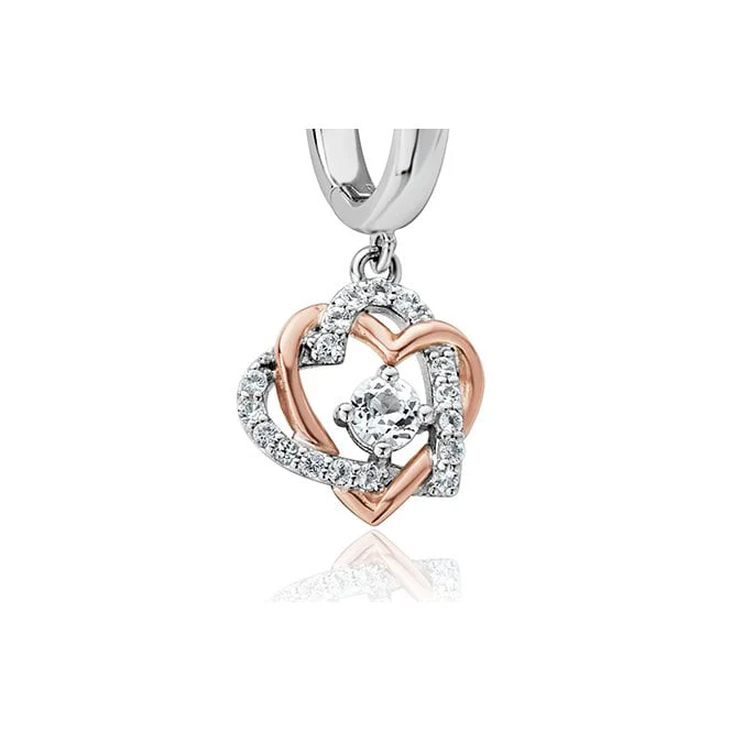 Forever Yours Silver Heart Drop Earrings with Topaz - Image 3
