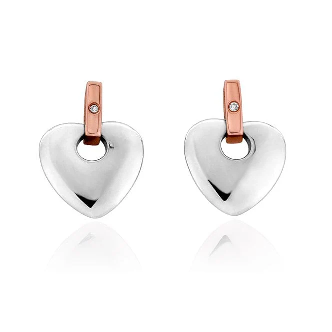 Cariad Silver Stud Earrings with Diamonds