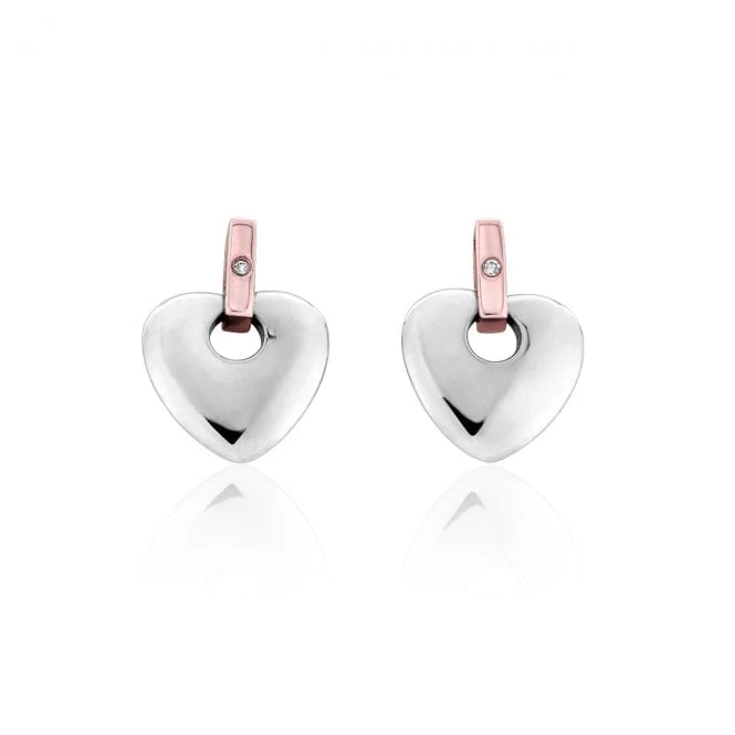 Cariad Silver Stud Earrings with Diamonds - Image 2
