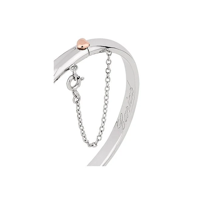 Cariad Silver Bangle with Safety Chain - Image 3