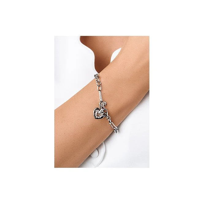 Cariad Silver Sparkle Figaro Bracelet - Image 2