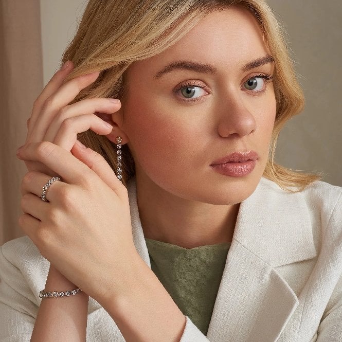Clogau Celebration Silver Drop-Hoop Earrings - Image 2