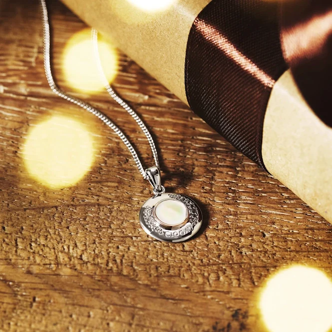 Celebration Silver Pendant with Mother of Pearl & Topaz - Image 2