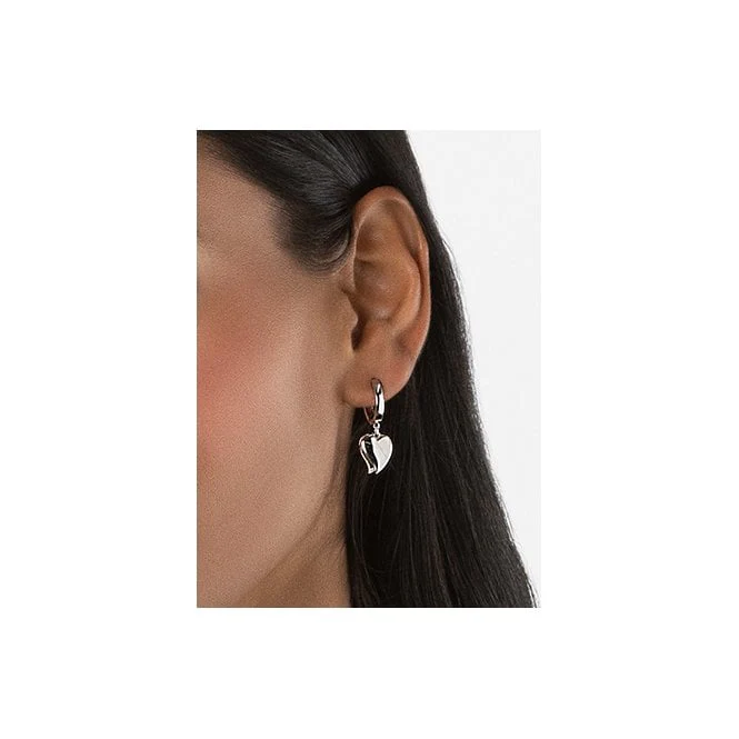 Cwtch Silver Double Heart Drop Earrings - Image 2