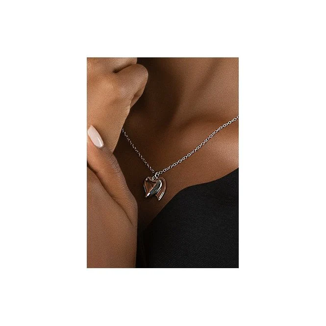 Cwtch Silver Double Heart Drop Pendant Necklace - Image 2