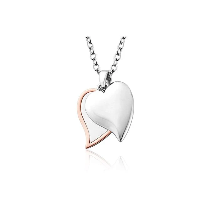 Cwtch Silver Double Heart Drop Pendant Necklace - Image 3