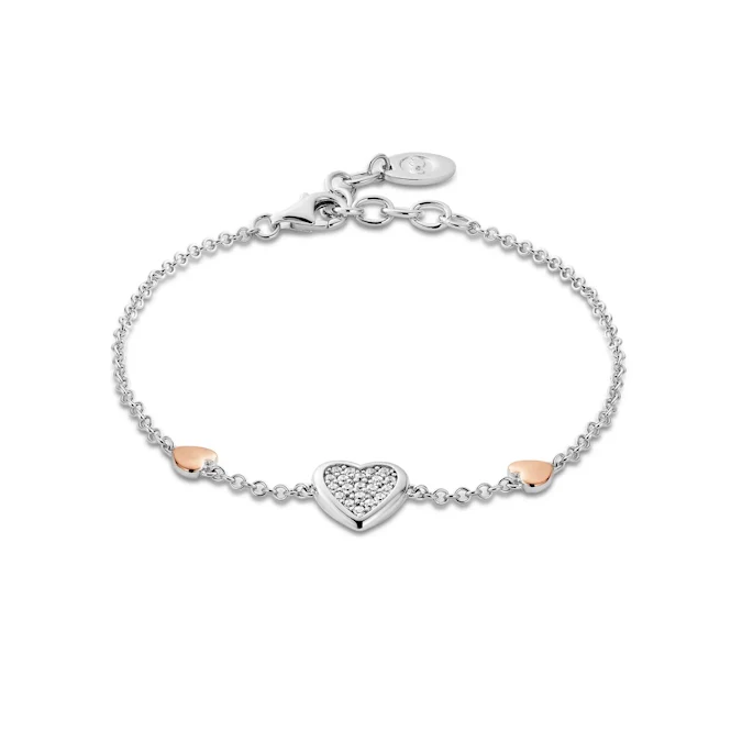 Forever Yours Silver Love Heart Bracelet with Swarovski® Zirconia