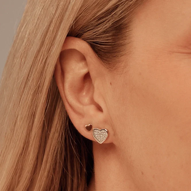 Forever Yours Silver Love Heart Earrings with Swarovski® Zirconia - Image 2
