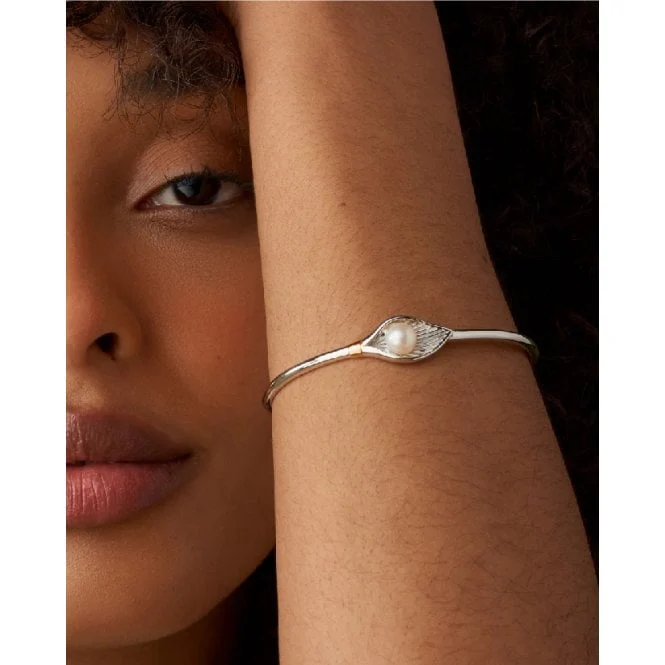 Nature's Wonder Silver Oyster Shell Banglet with Pearl - Image 2
