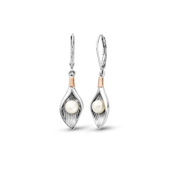 Nature's Wonder Silver Oyster Shell Drop Earrings with Pearls