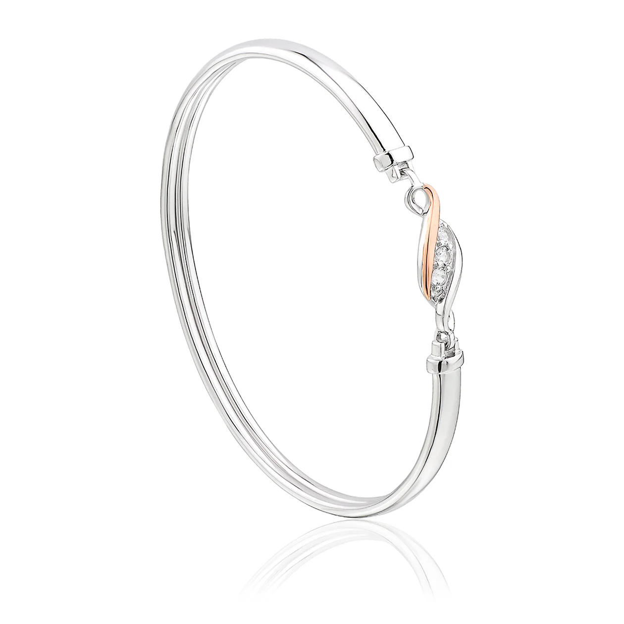 Past Present Future Silver Bangle with Topaz