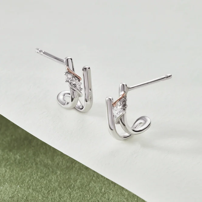 Past Present Future® Silver Curve Stud Earrings with Topaz - Image 2