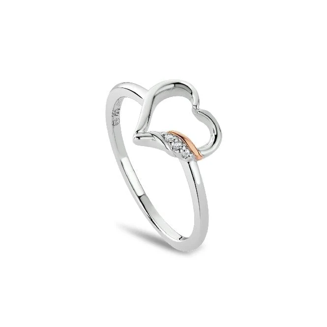 Past Present Future Silver Heart Ring, Size P