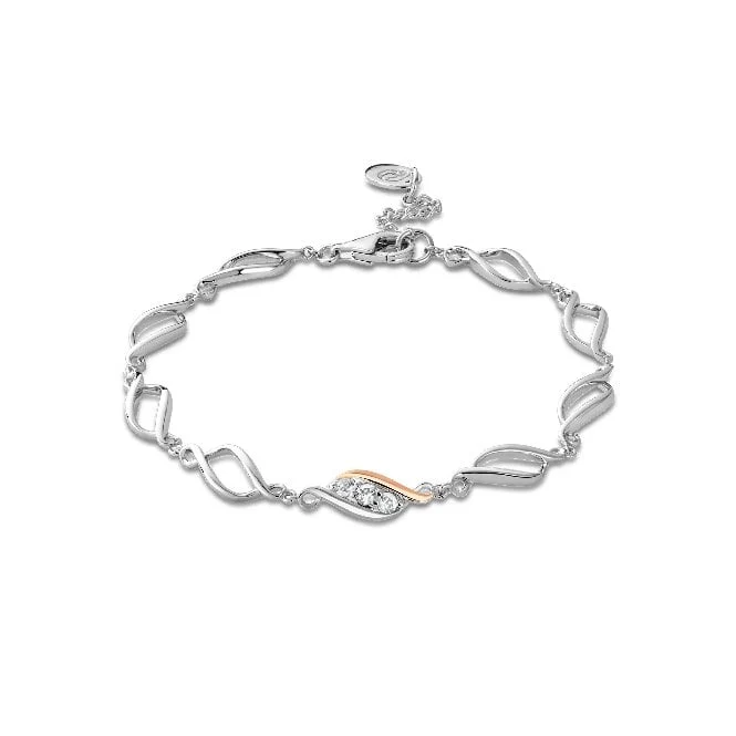 Past Present Future Silver Multi-Link Bracelet with Topaz