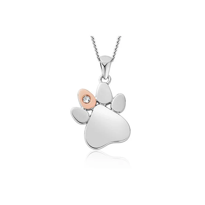 Paw Prints Silver Pendant with Topaz