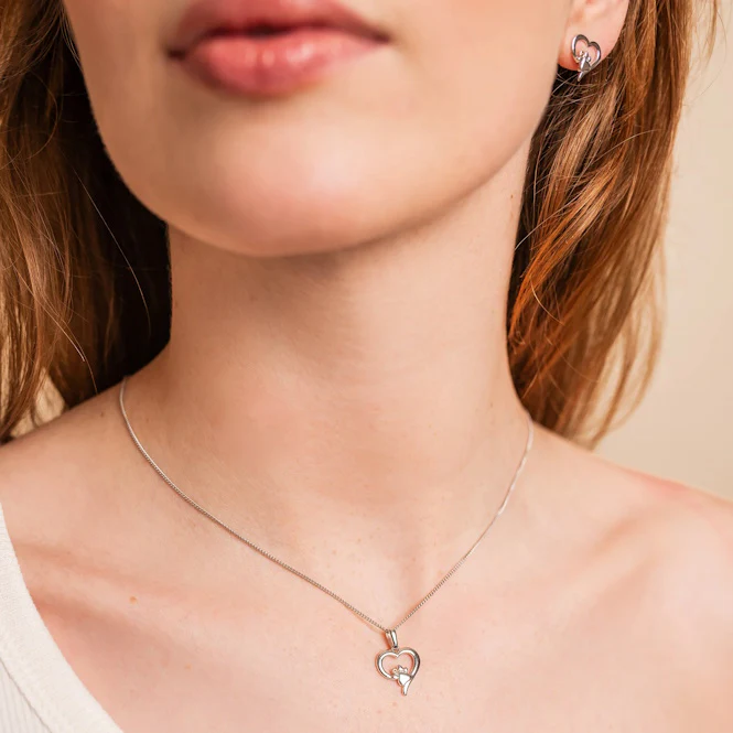 Paw Prints Silver Heart Pendant with Topaz - Image 2