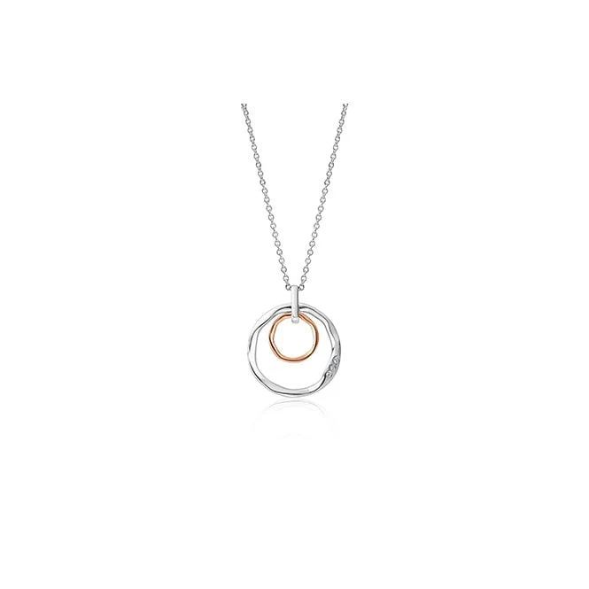 Ripples Silver Double-Hoop Pendant Necklace