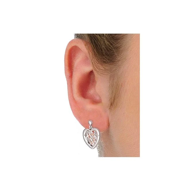 Welsh Royalty Silver Heart Stud Earrings - Image 3
