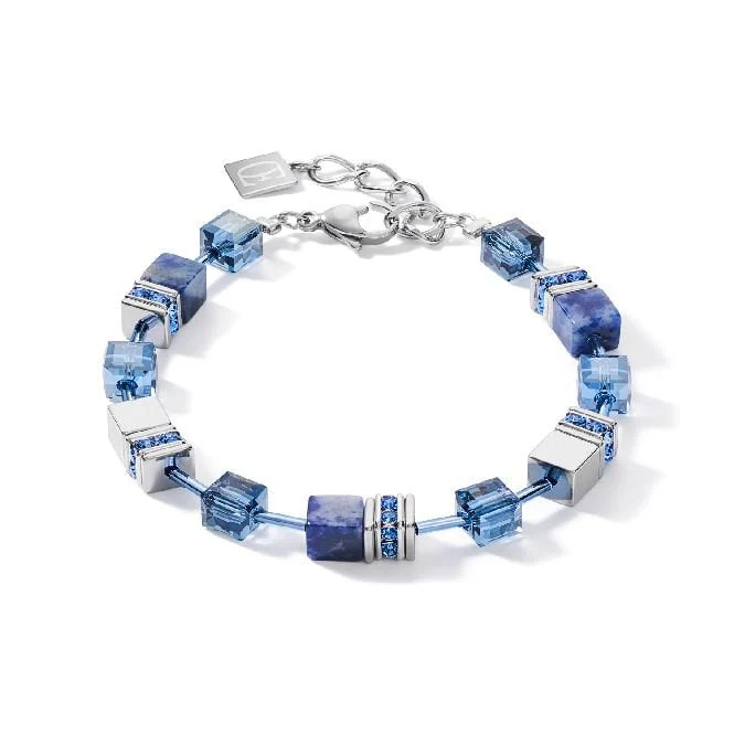 GeoCUBE Bracelet in Silver with Sodalite & Haematite Blue - Image 2