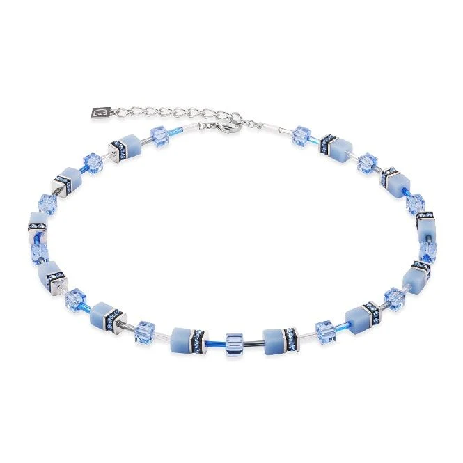 GeoCUBE Iconic Mono Necklace in Silver & Blue