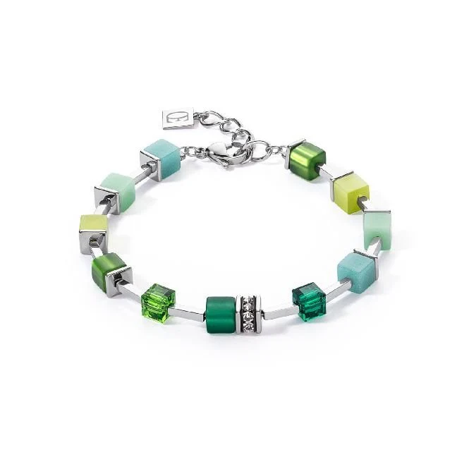 GeoCUBE Iconic Pure Bracelet in Silver & Green