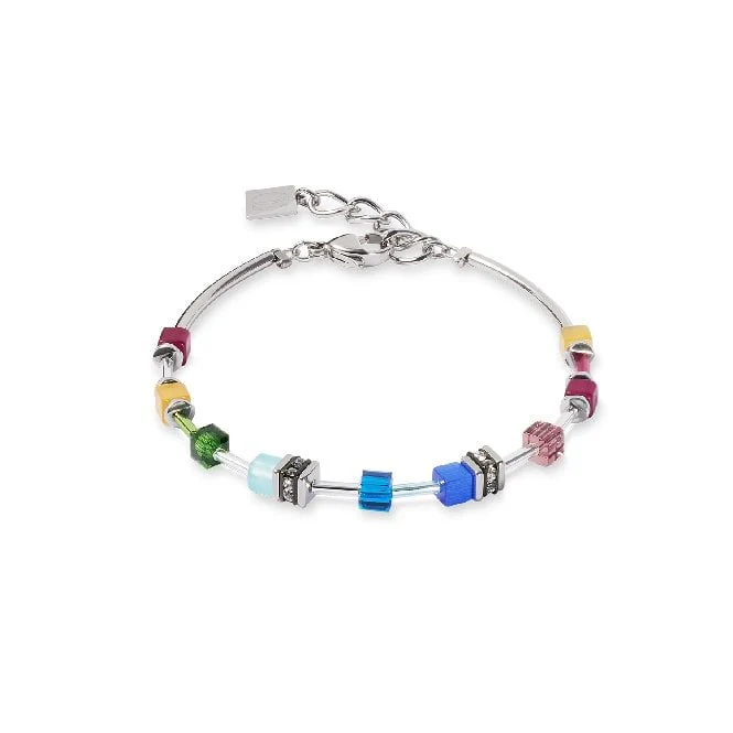 GeoCUBE Lite Mini Bracelet in Silver & Rainbow Multicolours