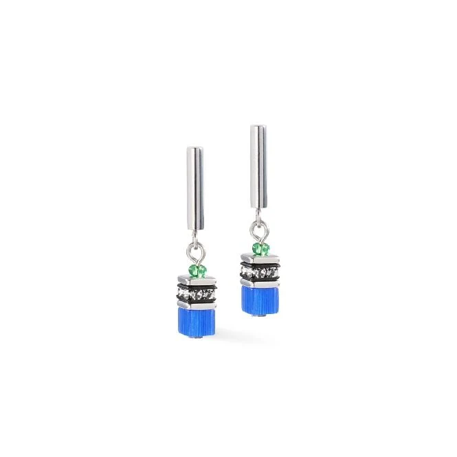 GeoCUBE Lite Mini Earrings in Silver & Rainbow Multicolours
