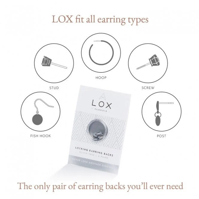 Lox Silver Tone Secure Earring Backs - 2 pairs - Image 3