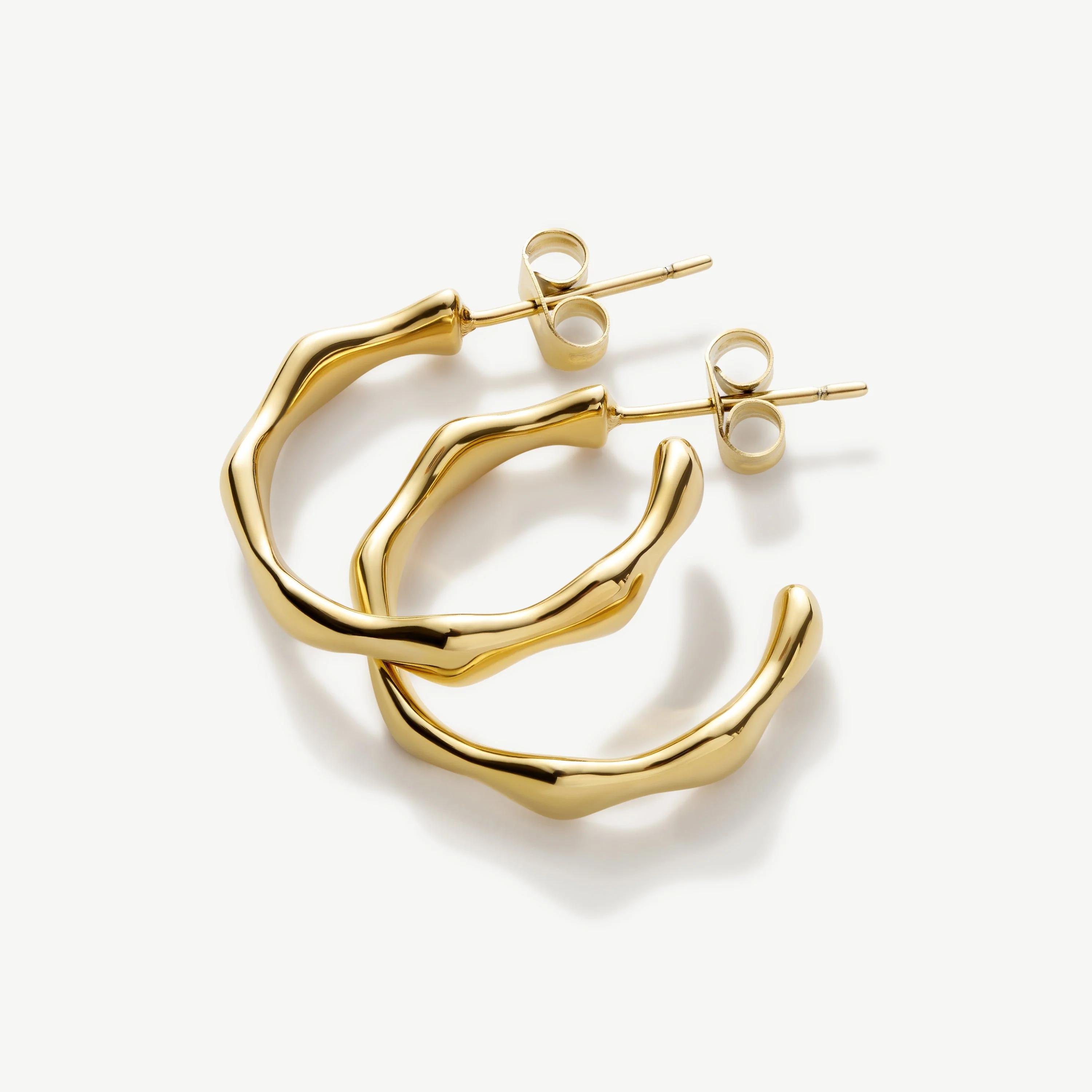 Gold Bamboo Hoop Earrings - Image 3