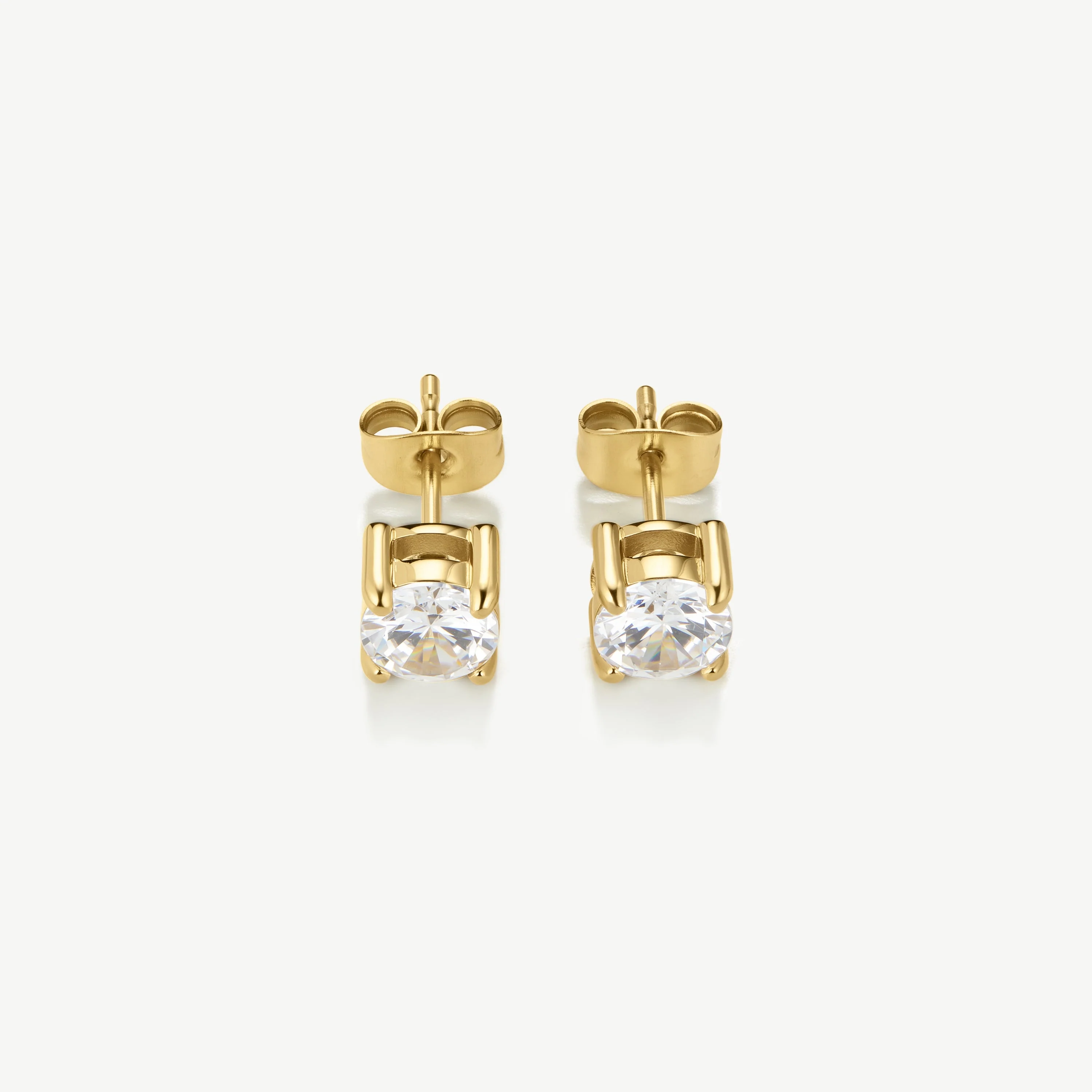 Gold Classic Tennis Stud Earrings - Image 3