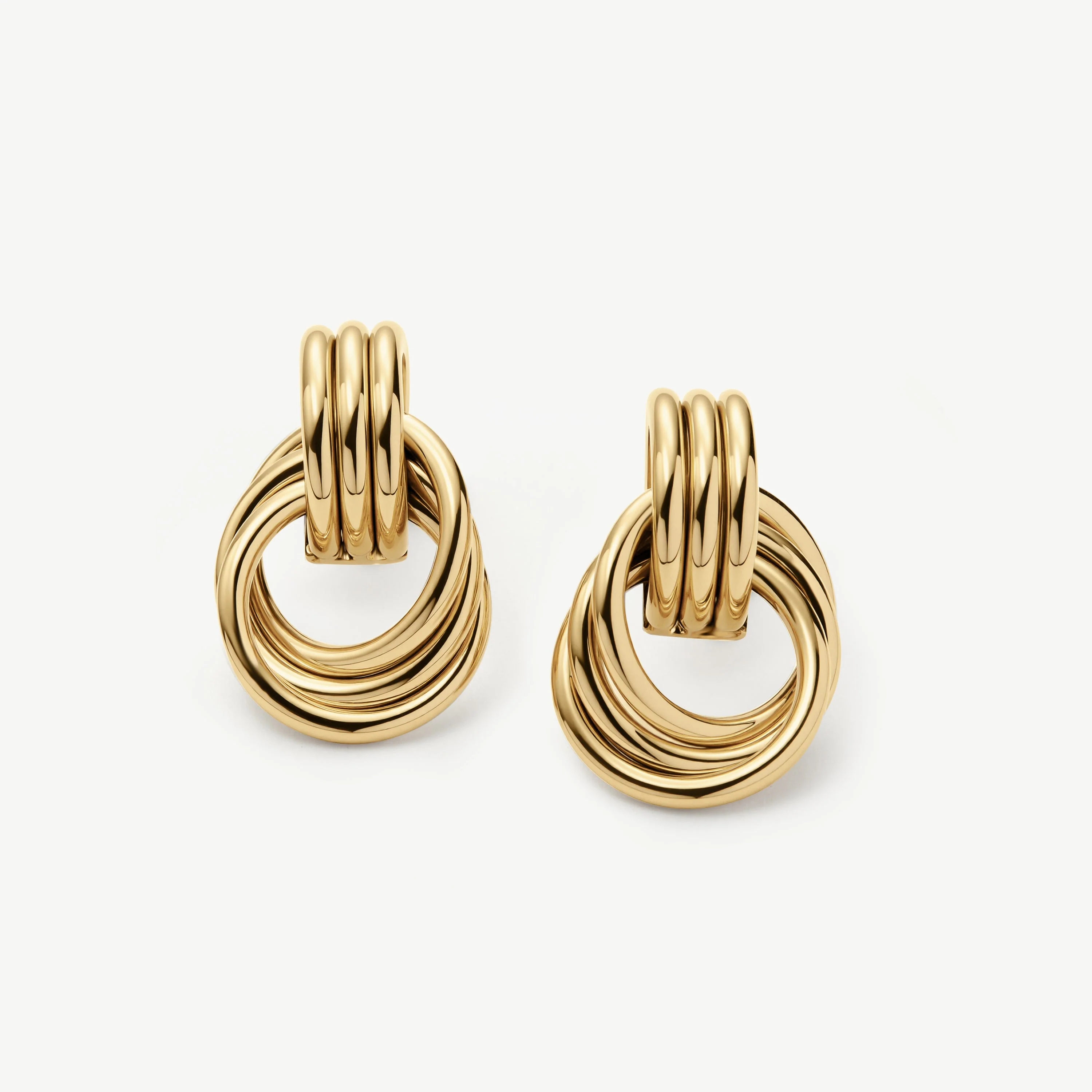 Gold Knot Statement Stud Earrings - Image 3
