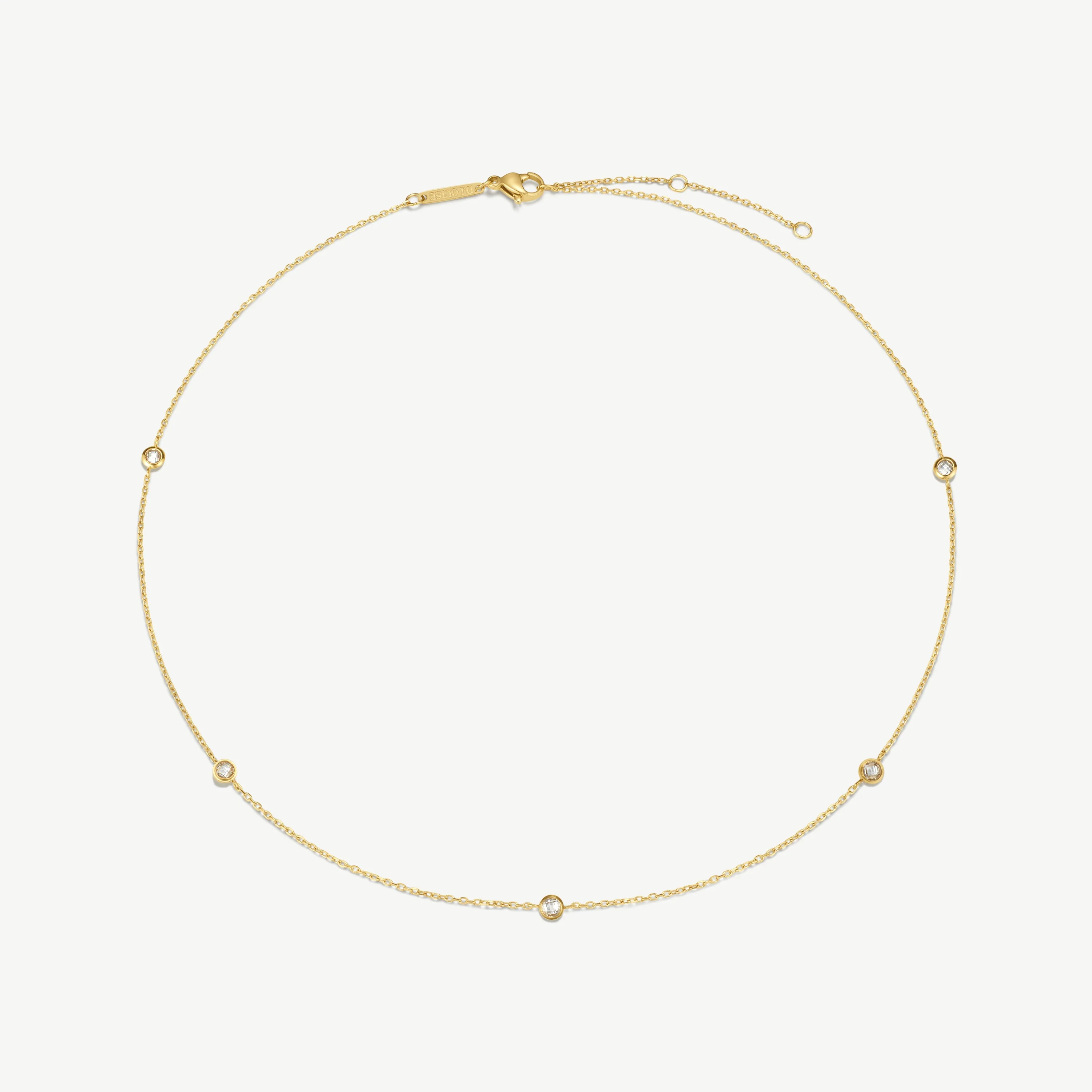 Gold Multi Stone Chain Necklace - Image 3