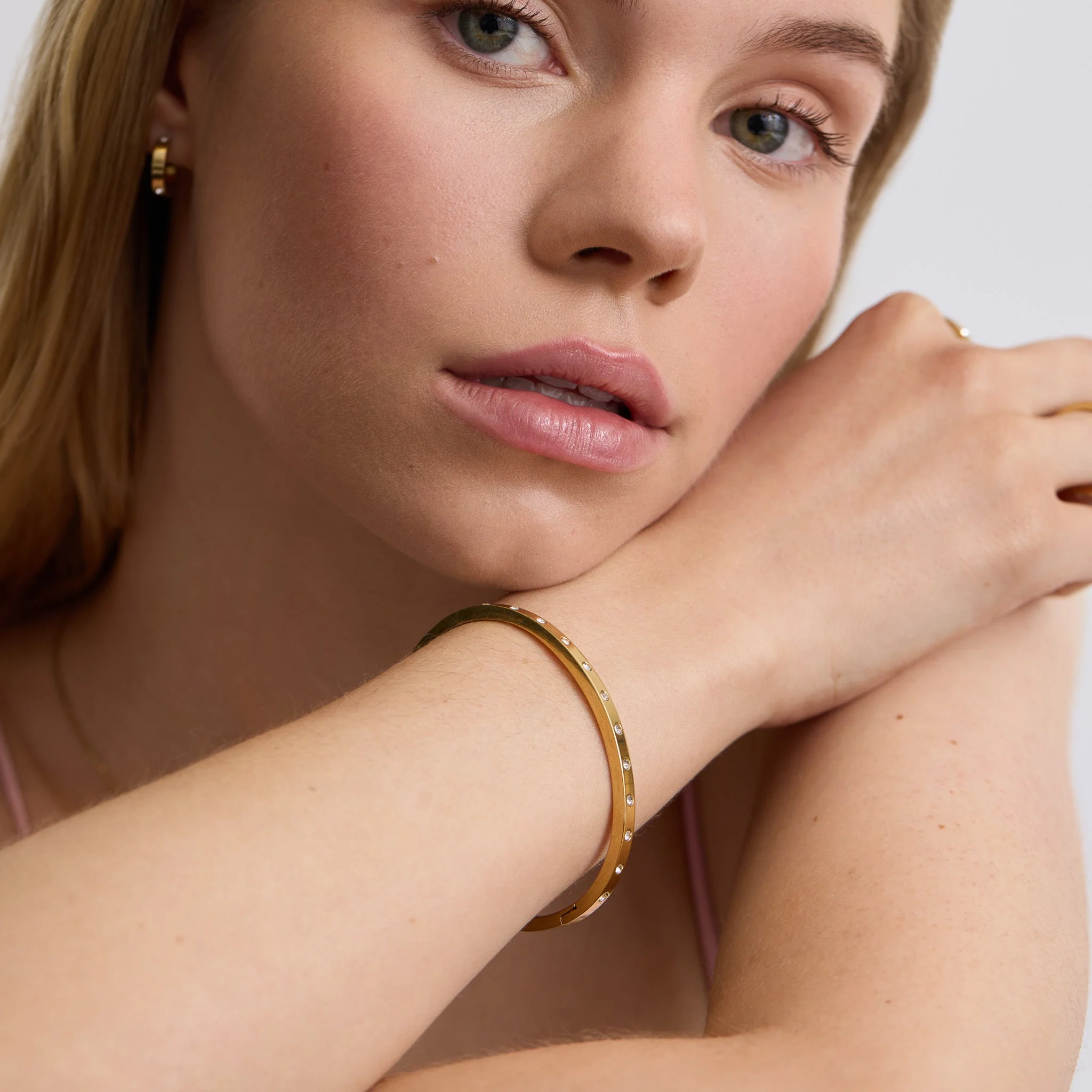 Gold Slim Eternity Bangle - Image 3
