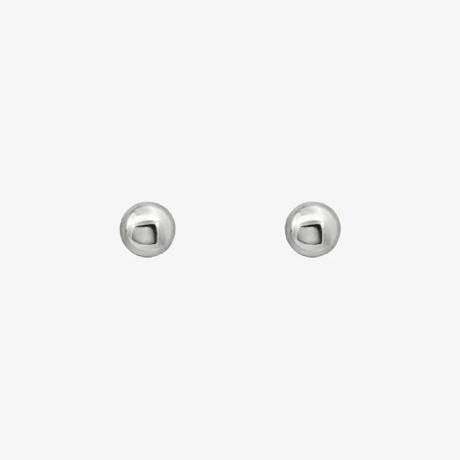 4mm Rhodium Silver Ball Stud Earrings - Image 2