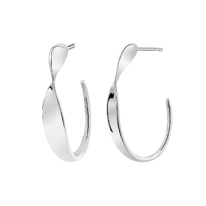 Creole Silver Hoop Earrings, 25mm