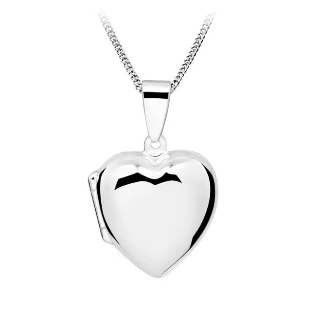 Engravable Silver Heart Locket Necklace, 40-45cm