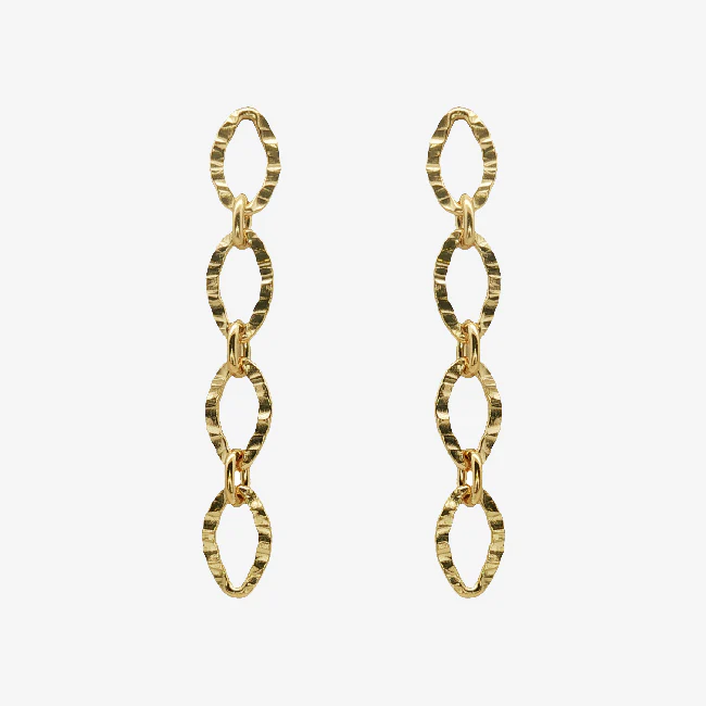 Gold Chain Drop Stud Earrings