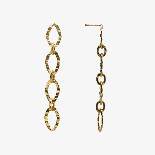 Gold Chain Drop Stud Earrings - Image 2