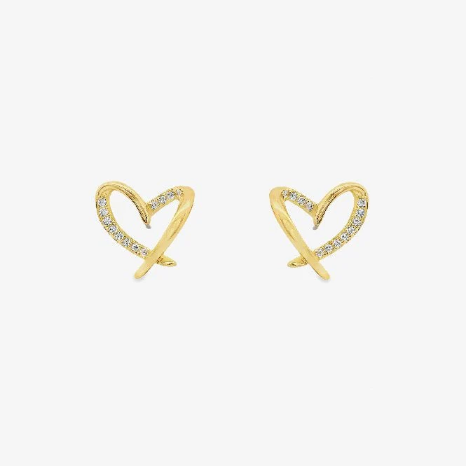 Gold Heart Stud Earrings