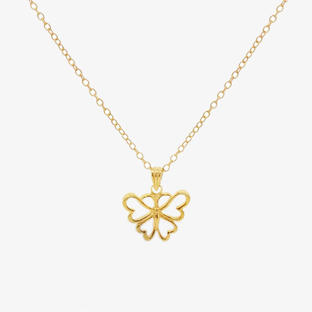 Gold Openwork Butterfly Pendant Necklace