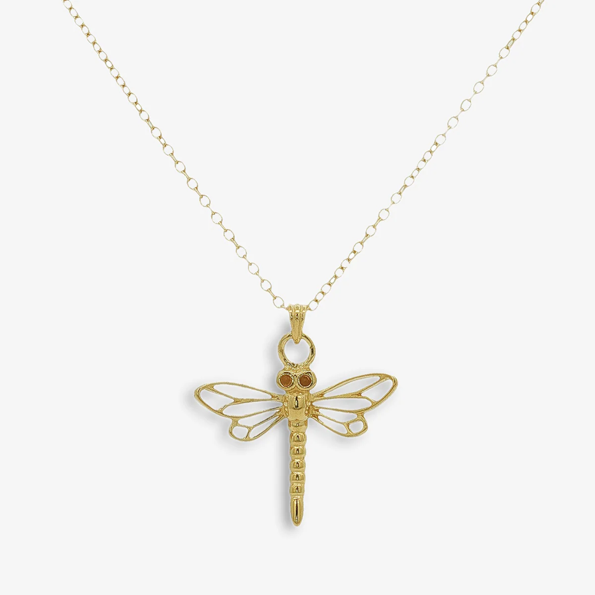 Gold Openwork Dragonfly Pendant Necklace
