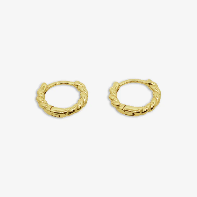 Gold Rope 10mm Sleeper Hoop Earrings
