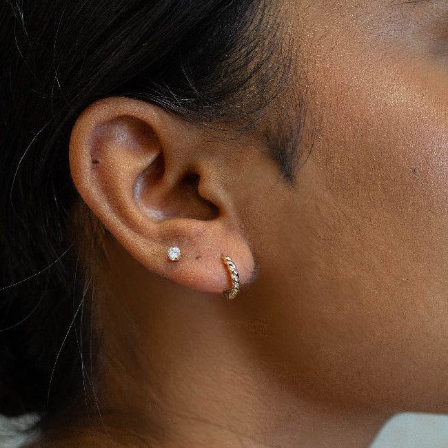 Gold Rope 10mm Sleeper Hoop Earrings - Image 2