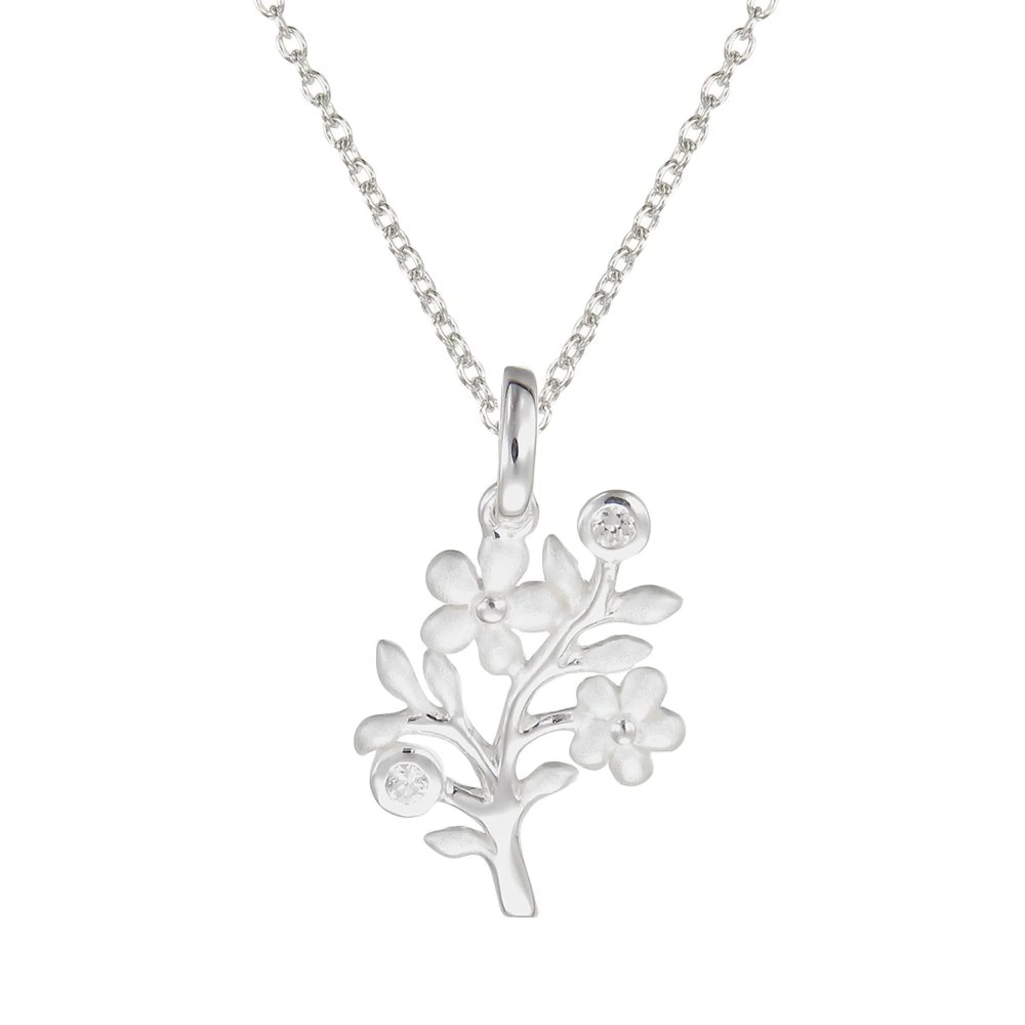 Grace Silver Floral Pendant Necklace