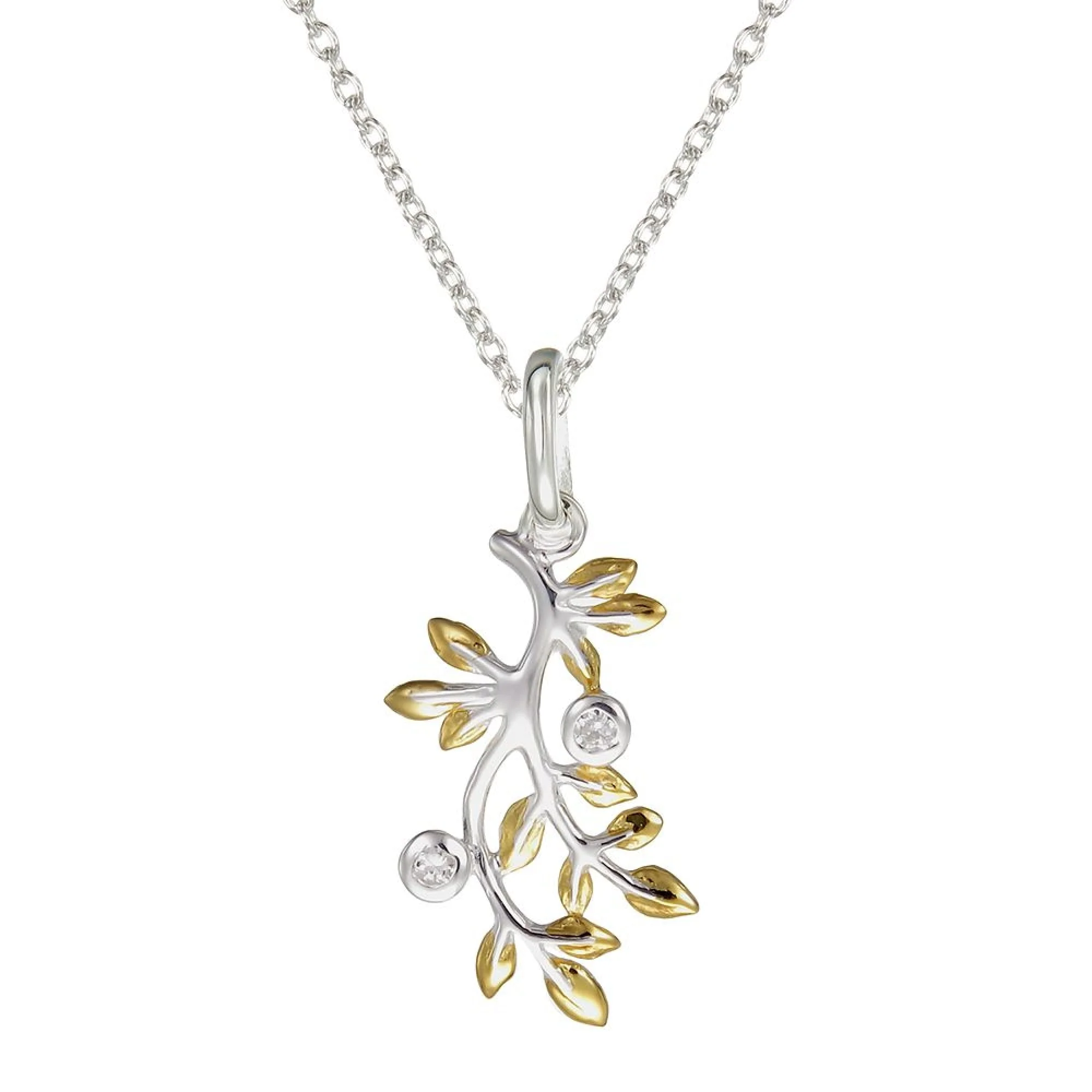 Grace Silver Leaf Pendant Necklace with Gold