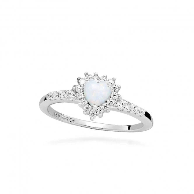 Hope Heart Multicoloured Opal Ring, Size 56