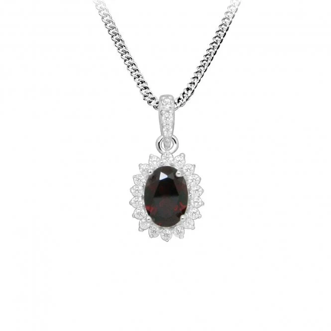 Hope Oval Red Garnet Pendant Necklace
